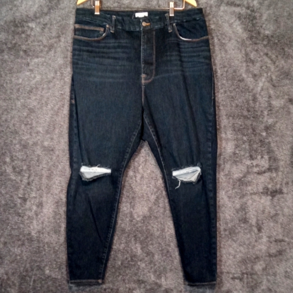 Good American good legs distressed dark blue skinny women's 20-26
